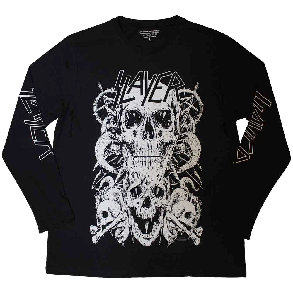 Slayer - White Skulls Longsleeve shirt - Black